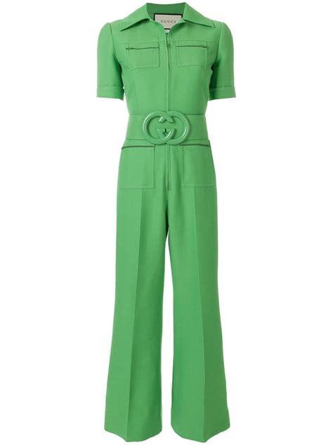 gucci green belted jumpsuit|Gucci jumpsuit for women.